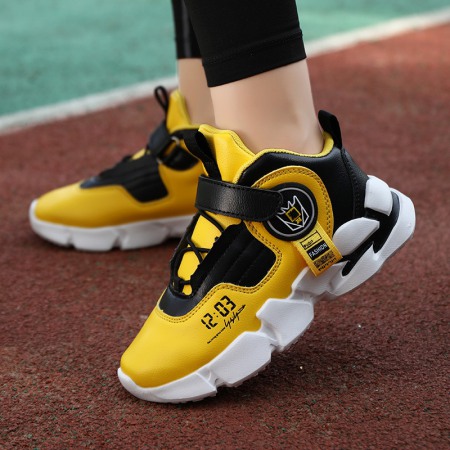 Children's Shoes Fashion Leather Surface Personality Sports Shoes Comfortable Outdoor Soft-Soled Basketball Shoes